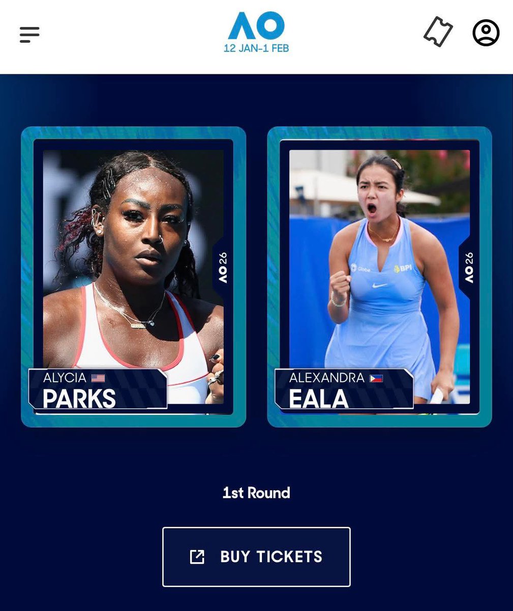 PhilippineStar's tweet image. AND IT IS ON 🎾🇵🇭

Alex Eala (WTA No. 49) will face USA’s Alycia Parks (WTA No. 100) in Round 1 of the Australian Open main draw. 

This will be Eala’s debut in the main event of AO after multiple qualifying and junior stints, including winning the 2020 girls doubles crown with…