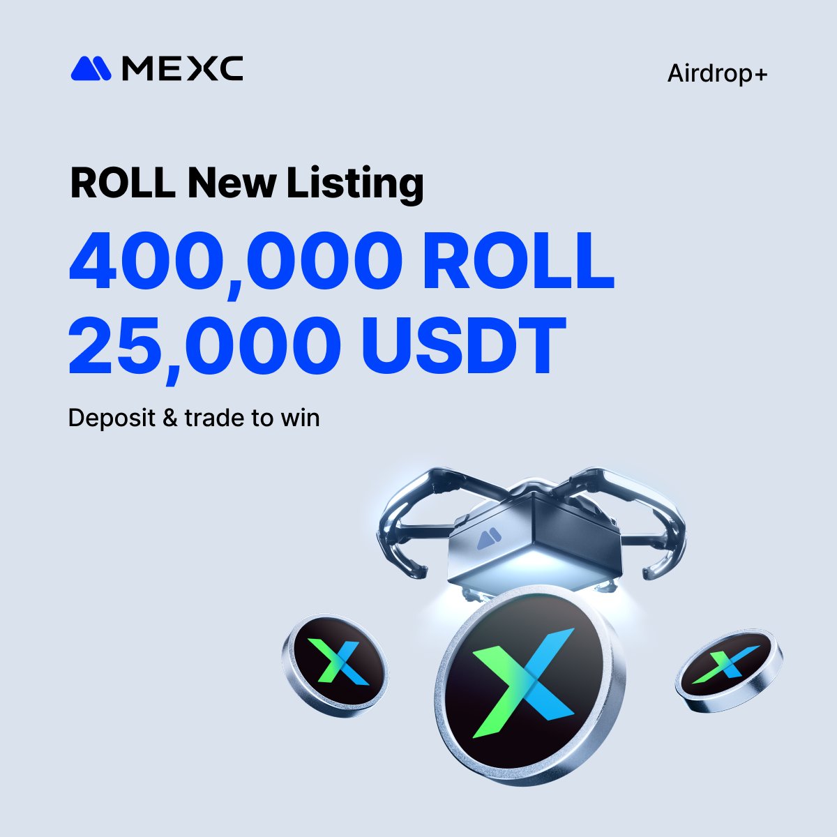 MEXC_Listings's tweet image. MEXC New Airdrop+ Listing!

‣ $ROLL @rollxfi 
‣ $ROLL/USDT 0 Fee Trading: Jan 16, 2026, 12:00 (UTC)

👇Join the Airdrop+ campaign to share 400,000 $ROLL &amp;amp; 25,000 $USDT!
mexc.com/token-airdrop/…