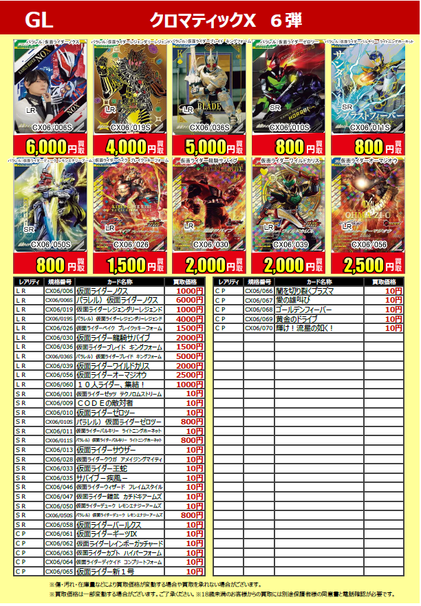 買取情報】 #仮面ライダー #ガンバレジェンズ 『#クロマティックX 6弾