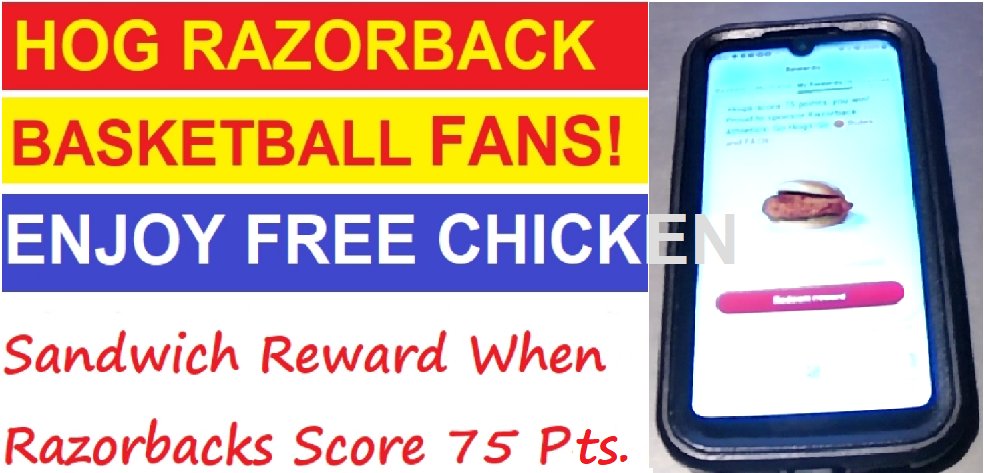 FreeStuffinder's tweet image. RAZORBACKS DROPPED 75+ ON SOUTH CAROLINA and Triggers a Chick-fil-A Reward! Arkansas "Bust the Clock" on 1/14/2026 with a Crushing 108 - 74 Victory! Open the Chick-fil-A One App by Midnight to Claim Your Free Chicken Sandwich! Way-to-Go-Hogs! convertiblecarssearch.blogspot.com/2026/01/razorb…