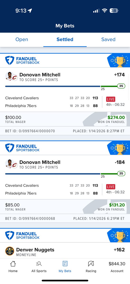 TheSharpestOut's tweet image. Donovan Mitchell Ladder

.5 Unit/35+ P 🔒
.85 Unit/30+ P 🔒
.85 Unit/25+ P 🔒
1 Unit/25+ P 🔒