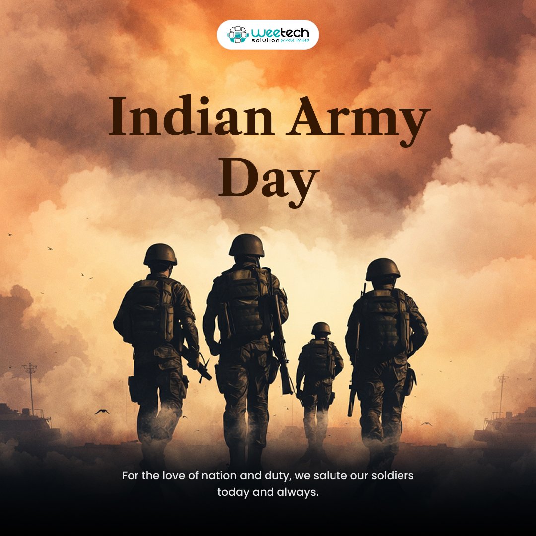 WeetechSolution's tweet photo. Behind every peaceful night is the fearless vigilance of the Indian Army. On this Army Day, we honor the strength, resilience, and patriotism of those who protect our borders and uphold the nation’s honor. Your sacrifice will never be forgotten. Jai Hind🇮🇳
#IndianArmyDay #ArmyDay https://t.co/BYuu1OLEam