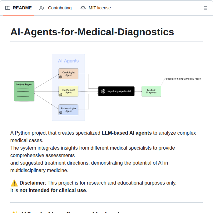 tom_doerr's tweet photo. Agents simulate medical specialists for diagnostics

https://t.co/2uvmgZMQ45 https://t.co/UEUIAQlVMz
