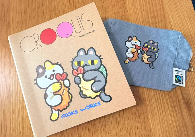 suzuriでオリジナルデザインのクロッキー帳が作れると聞いて作ってみた! 青い方が品切れだったのでピンクの方にしたんだけどこっちは中の用紙違うのね…(笑) でも印刷も綺麗でとても良い
