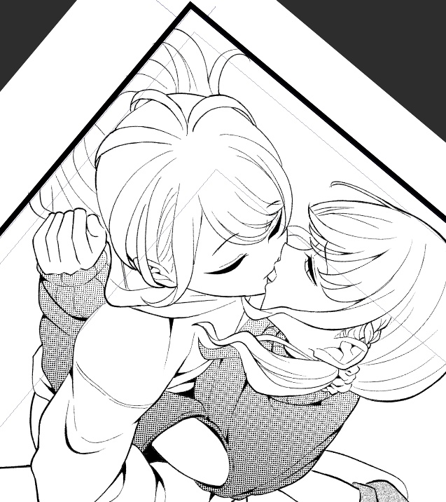 線画が適当すぎて不安だったけど、ベタ塗ればなんとかなる。隙間とかよくわからん部分を誤魔化せるのがベタのいいとこ。 