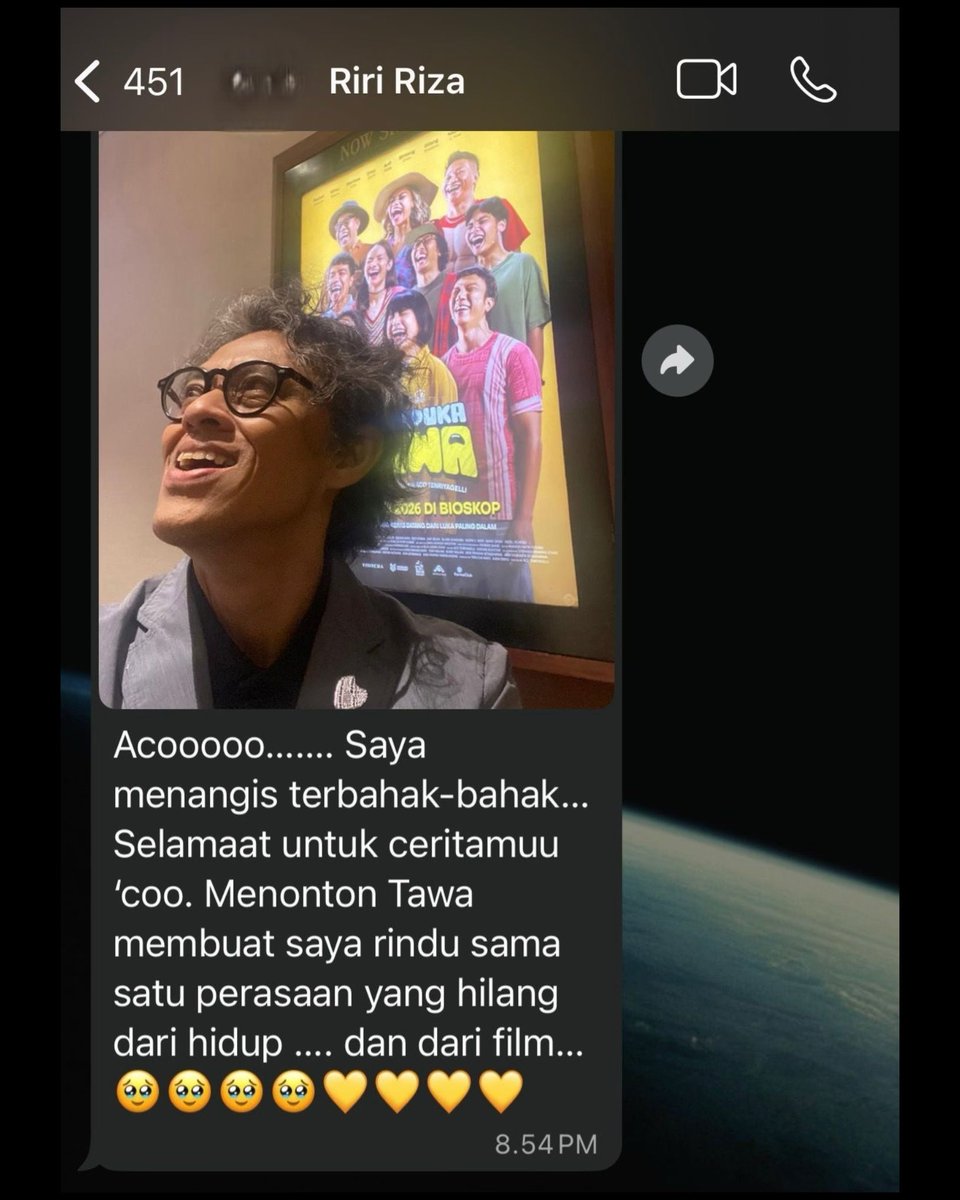 Idolaku, my childhood hero, guruku Mas <a href="/rizariri/">Riri Riza</a>. Terima kasih banyak untuk selalu menginspirasi dan hangat di setiap kesempatan 💛🥺

Film Suka Duka Tawa masih tayang di bioskop, ayo hari ini langsung nonton yaa! ✨