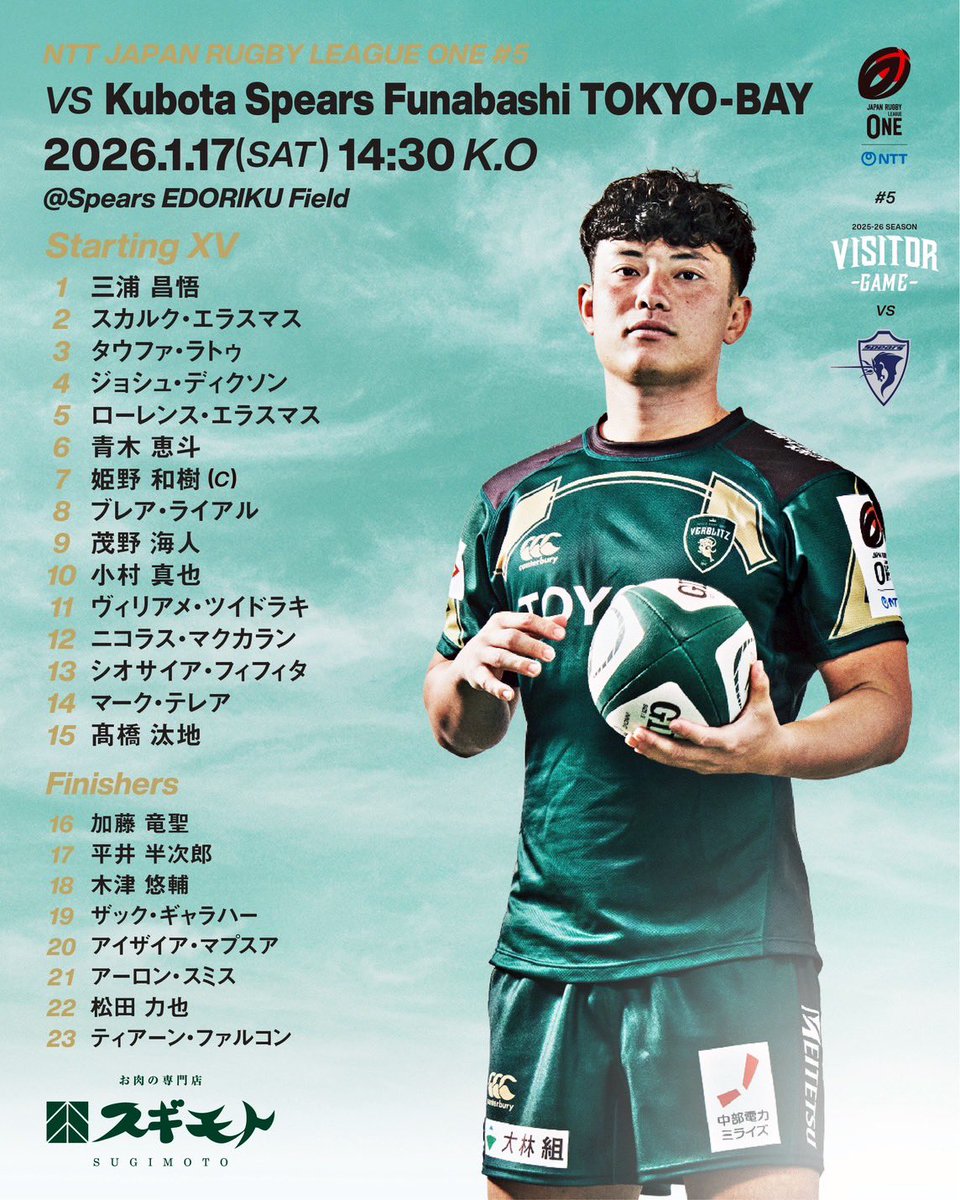 🎙️Game Members ＼ 🏆NTT JAPAN RUGBY LEAGUE ONE 第5節 🗓️1/17(土