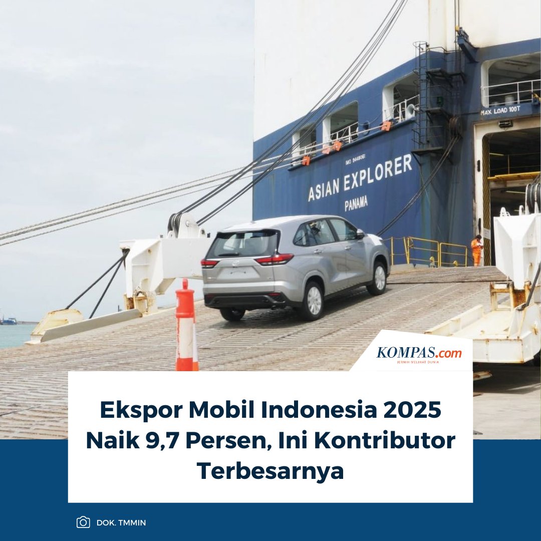 KompasOtomotif's tweet image. Gaikindo mencatat kinerja ekspor mobil dari dalam negeri mengalami pertumbuhan signifikan sepanjang periode Januari-Desember 2025, di tengah dinamika pasar nasional.

Baca Selengkapnya 👇🏻
otomotif.kompas.com/read/2026/01/1… 

~NA #EksporMobil #Gaikindo #PasarGlobal
