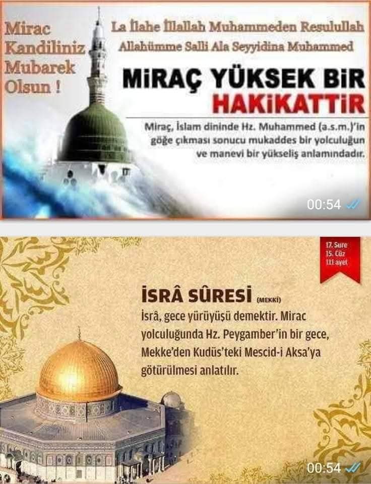 Gazze’de ve dünyanın çeşitli bölgelerinde yaşanan acıların gölgesinde idrak ettiğimiz Üç Aylar ve #MiraçGeceniz mübarek olsun.Bu mübarek günlerin;ülkemize, milletimizin birliğine,insanlığın barışına, mazlumların kurtuluşuna ve hayırlara vesile olmasını Yüce Rabbimden niyaz ederim