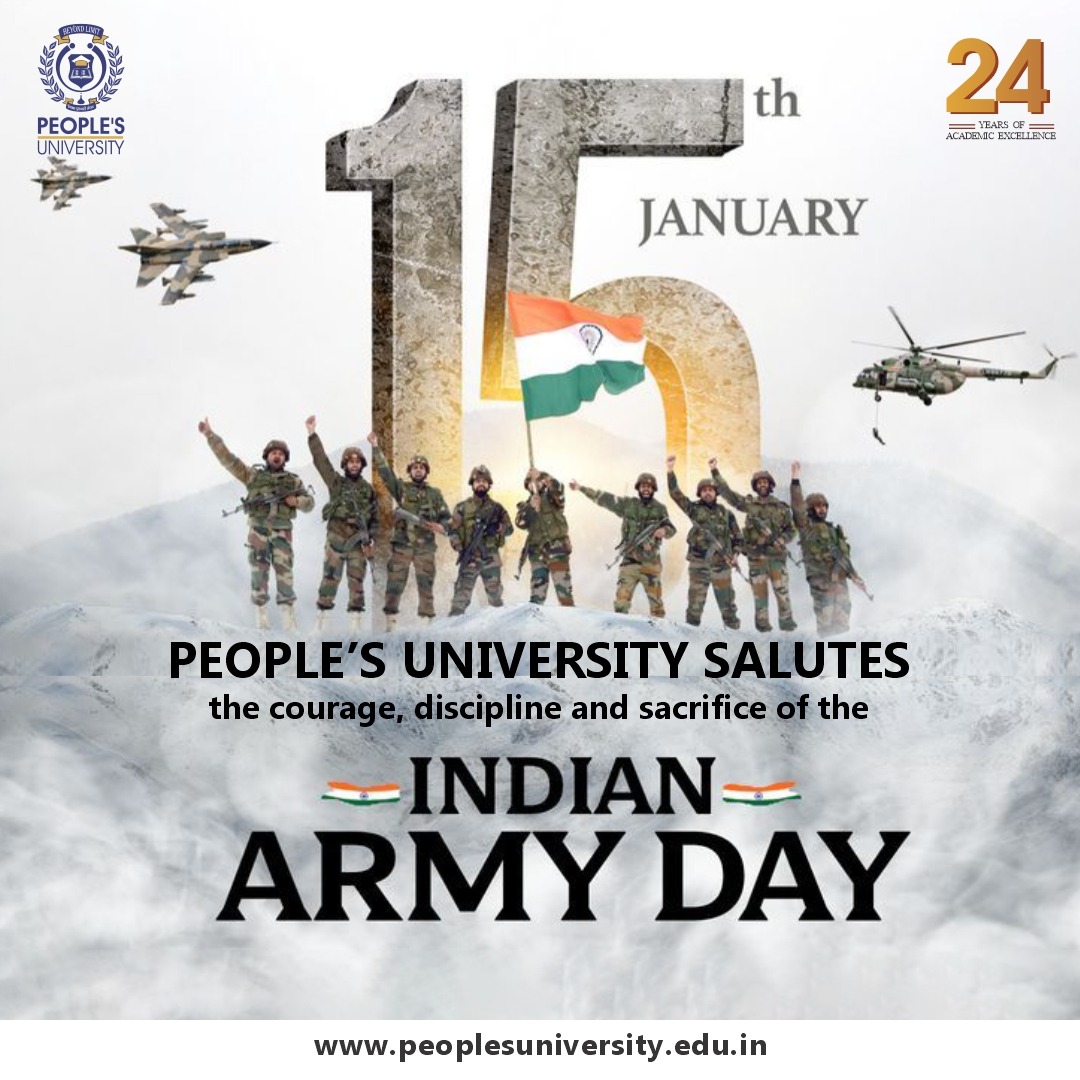 Because of your sacrifice, we sleep in peace.
People’s University salutes the heroes in uniform. 🇮🇳

#IndianArmyDay #NationFirst #PeoplesUniversity