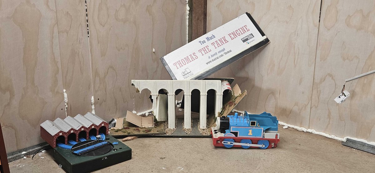 Not a great start to a new year...
On the 13th of January, a reckless driver drove straight into Ray Murphy's shed (the original Too Much Thomas) where he kept his collection and part of the display that inspired not only us, but an entire fandom that can be taken out by one guy.