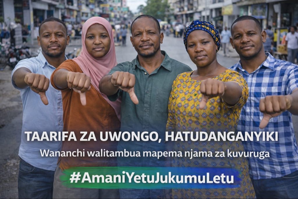 Tanzania si taifa la majaribio ya wanaharakati wanaotafuta umaarufu. Wananchi walitambua mapema njama za uvumi na kuzizima. Amani Yetu ni Jukumu Letu, na Watanzania wameonyesha kuwa wako tayari kuilinda kwa vitendo.#AmaniYetuJukumuLetu
Wanaharakati Wametepeta