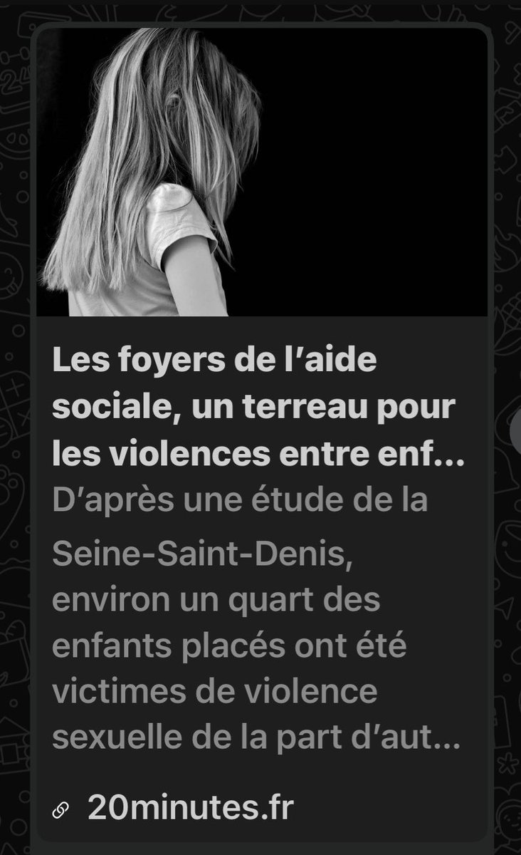 michel_amas's tweet image. Les enfants agresseurs sexuels au sein des foyers ne sont jamais traités, jamais poursuivis.

Des générations entières d'enfants, grandissent sans aucune conscience de l'interdit et du corps de l'autre .

L'aide sociale à l'enfance, créer des milliers de délinquants sexuels