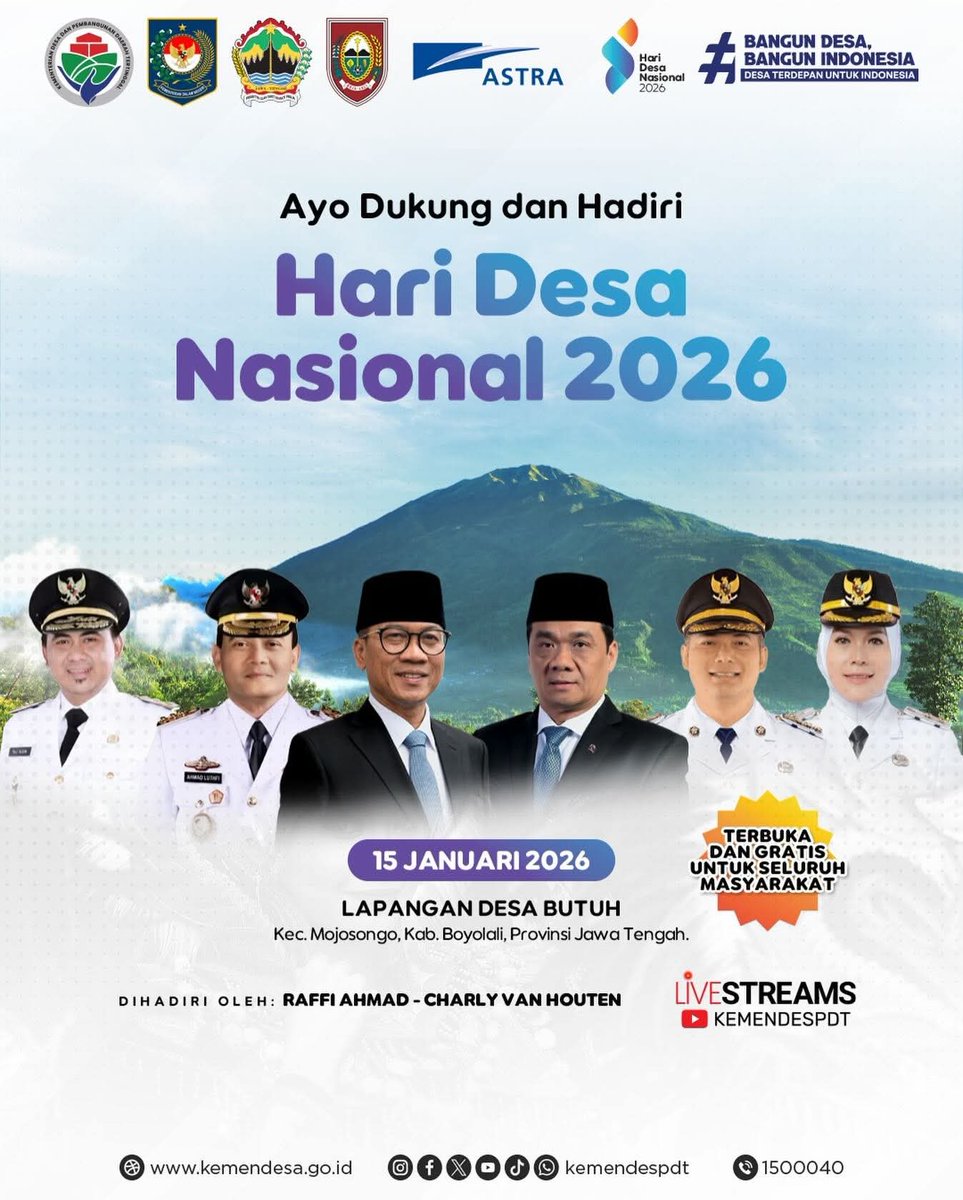 SELAMAT HARI DESA NASIONAL TAHUN 2026.
<a href="/prabowo/">Prabowo Subianto</a>
<a href="/gibran_tweet/">Gibran Rakabuming</a>
<a href="/YandriSusanto/">Yandri Susanto</a>
<a href="/ArizaPatria/">Ariza Patria</a>
<a href="/kemendespdt/">#BangunDesaBangunIndonesia</a>
#BPSDMKemendesaPDT
#HariDesaNasional2026
#BangunDesaBangunIndonesia
#DesaTerdepanUntukIndonesia
#PendampingDesaHebat