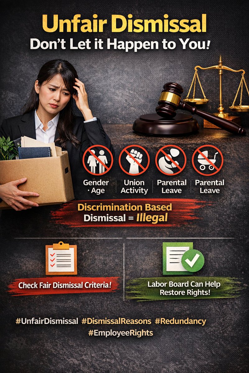 부당해고는 회사가 마음대로 할 수 있는 권리가 아닙니다.
성별·나이·노조 활동·육아휴직을 이유로 한 해고는 모두 금지 대상입니다.
정당한 해고 기준과 해고 종류, 부당해고 시 구제신청 방법까지 꼭 확인하세요.

상세내용보기 :
onbinder.com

#부당해고 #해고사유 #정당한해고기준