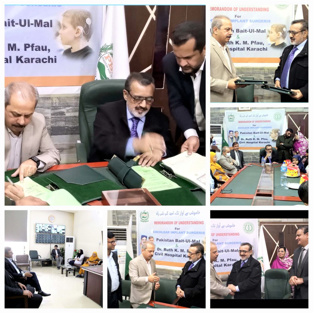 Dow_Uni's tweet image. MoU Signing Ceremony between Dr. Ruth K. M. Pfau Civil Hospital Karachi and Pakistan Bait-ul-Maal for the Cochlear Implant Project, held on 12th January 2026.

#MoUSigning #CochlearImplant #HealthcareForAll