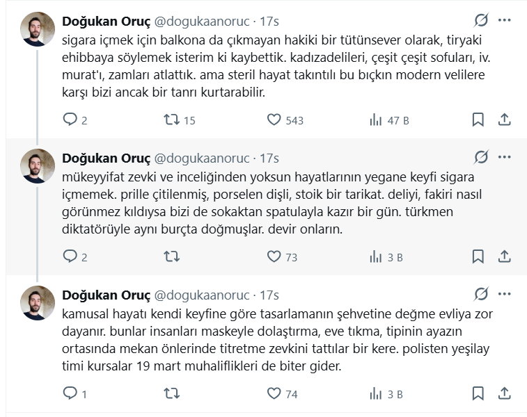 Zehir dolu hazır gıdaları, uyuşturucu salgınını, her çeşit kirliliği normalleştiren bu toplum A$I ve maske zulmünü, evlere kapatılmayı savunmuştu. Sigara yasaklarının genişlemesini de coşkuyla karşılar. Köle ruhlu olmak bunu gerektirir çünkü.