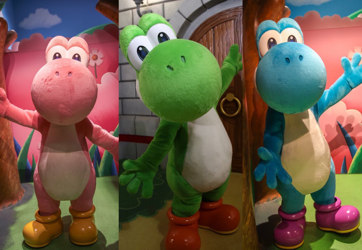 ハリウッドのニンテンドーワールドでは3色のヨッシーとグリできたの🩷💚🩵
日本でも出てきてほしいねー！