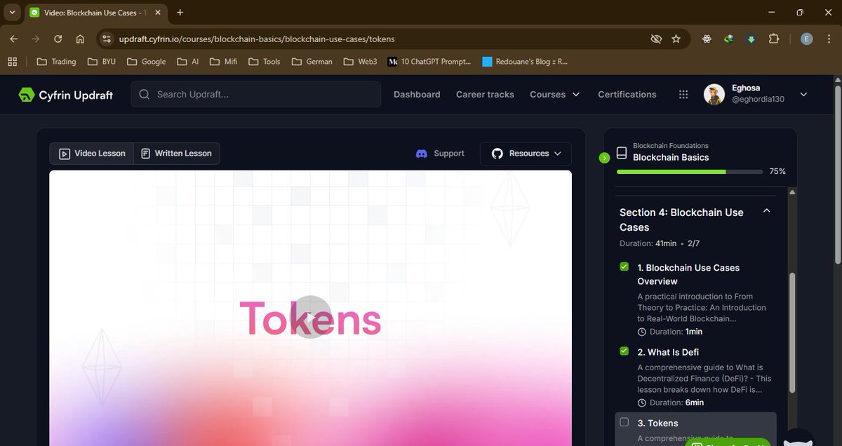 whitecrow_dev's tweet image. I really took my time with this course. Just a few more videos and I'll be getting my certificate for blockchain basics, then i can move on to solidity development.

Just thinking that I almost bought a Udemy course. Thank you, @CyfrinUpdraft 🙏