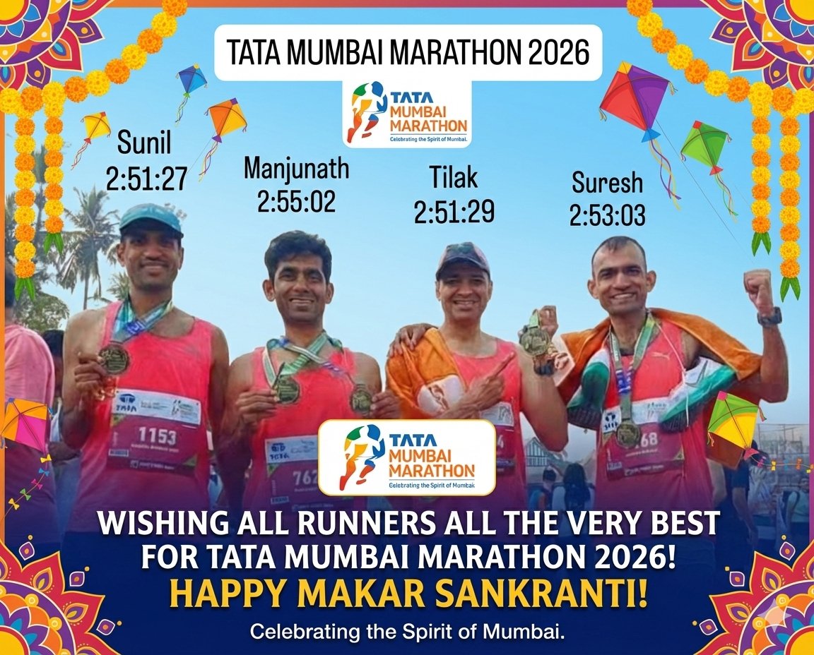 suneelkoyi's tweet photo. Wishing all runners lining up at the @TataMumMarathon the very best -  enjoy every km.
Sharing a throwback to our run at #TMM2024 as a reminder that big goals are possible.
May this Makar Sankranti bring fresh energy, new beginnings, and personal bests. 🌞🪁
#MakarSankranti https://t.co/kcK1Gv8N13