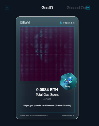 EgfvI's tweet photo. Discovered my Gas ID via ETHGas - turning my gas spend into rewards 🫘

As a Baby Jack, I've spent 0.0084 ETH on gas but earned 2 Beans back.

Get your Gas ID and Beans here: https://t.co/Yz0oSeRYX4 https://t.co/glGXad71CH