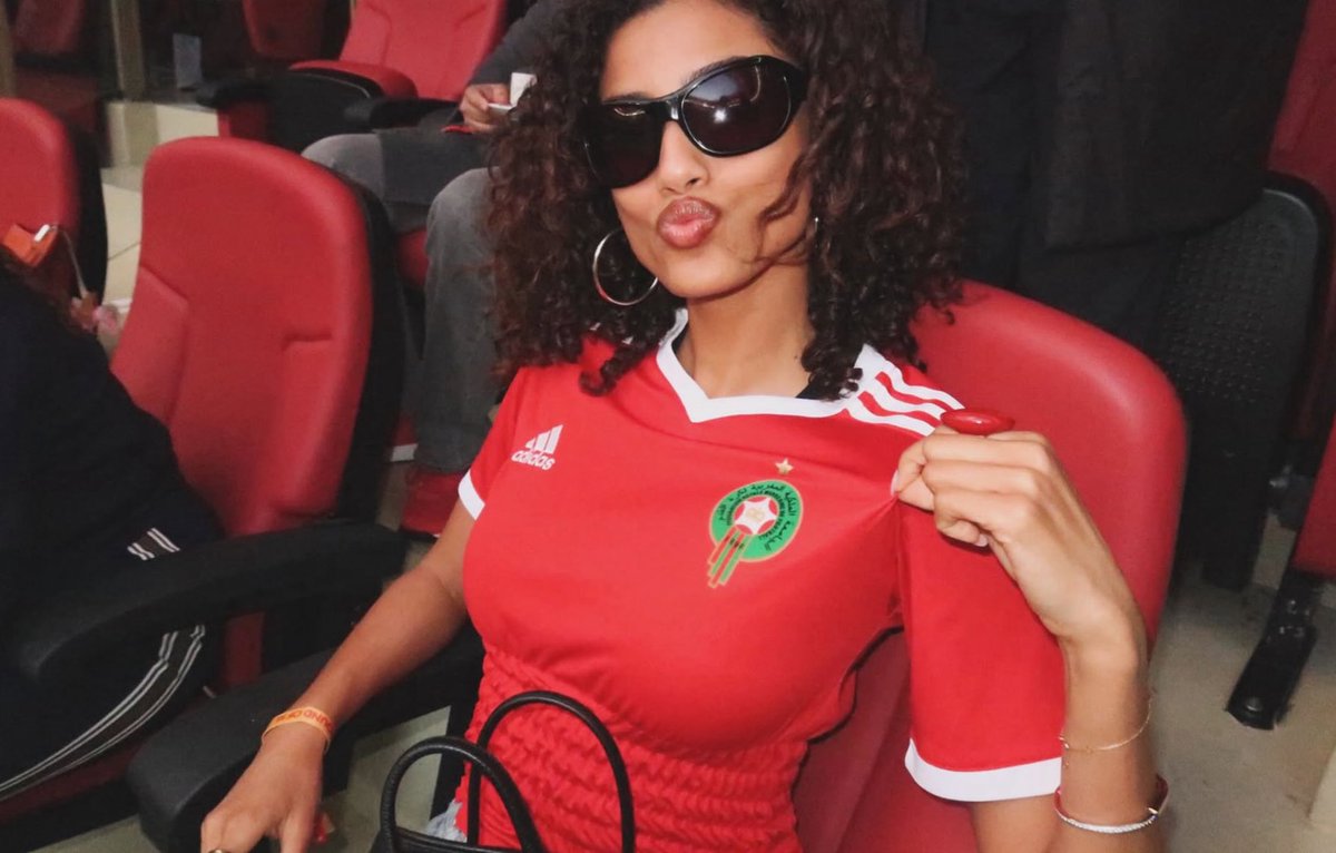 badestoutfit's tweet image. imaan hammam in morocco supporting the moroccan national team since day one