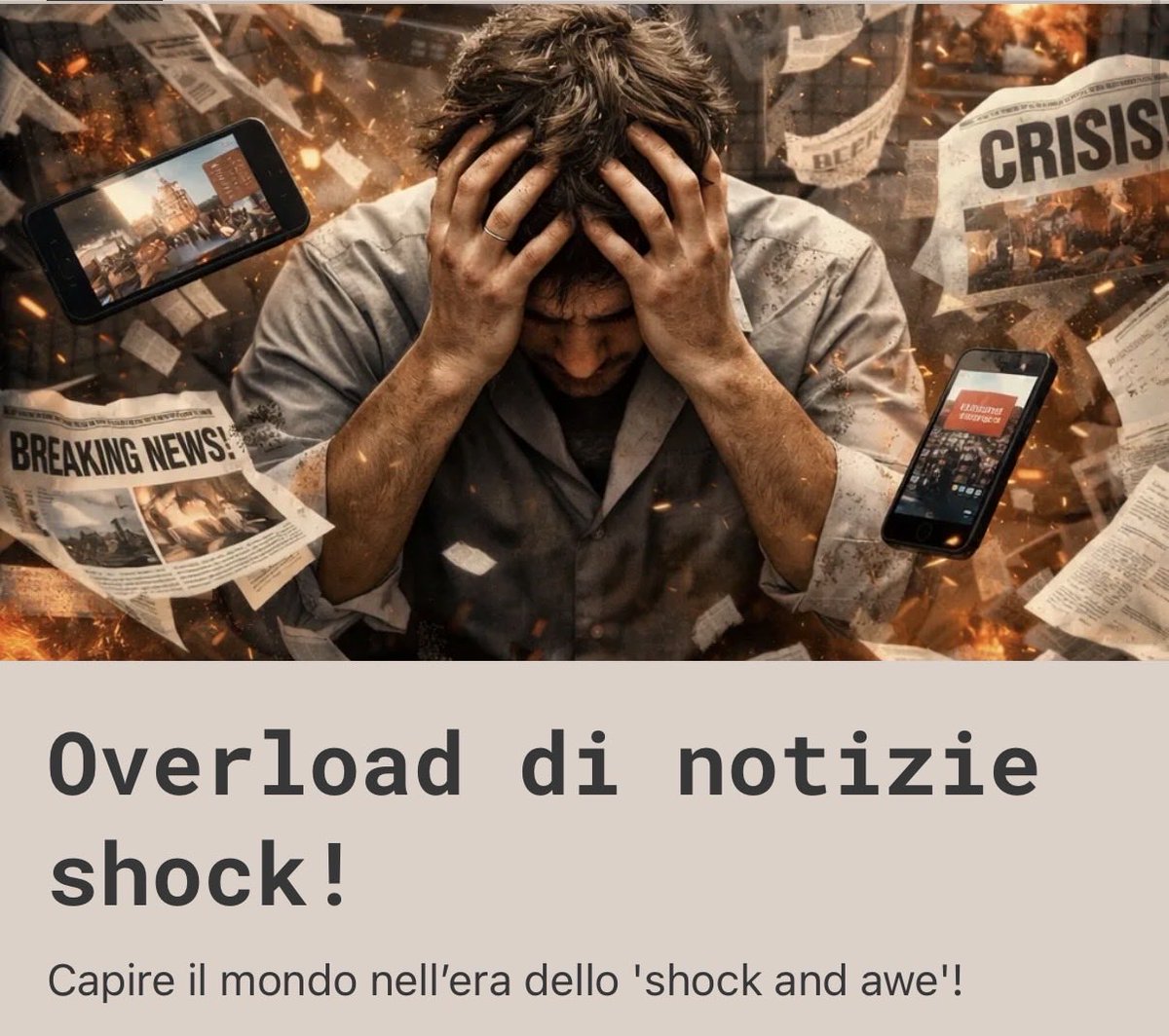 🚨 Il 2026 inizia con un flusso di informazioni shock martellante 🚨
Se accettiamo di vivere dentro una condizione di shock permanente, la domanda non è più semplicemente “come restare informati”, ma come restare cognitivamente e politicamente presenti. 👇shorturl.at/2e9eM