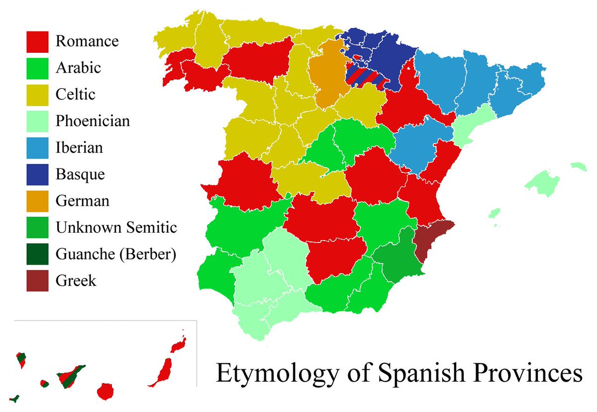 Magicalspain's tweet image. Etymology of Spanish Provinces: