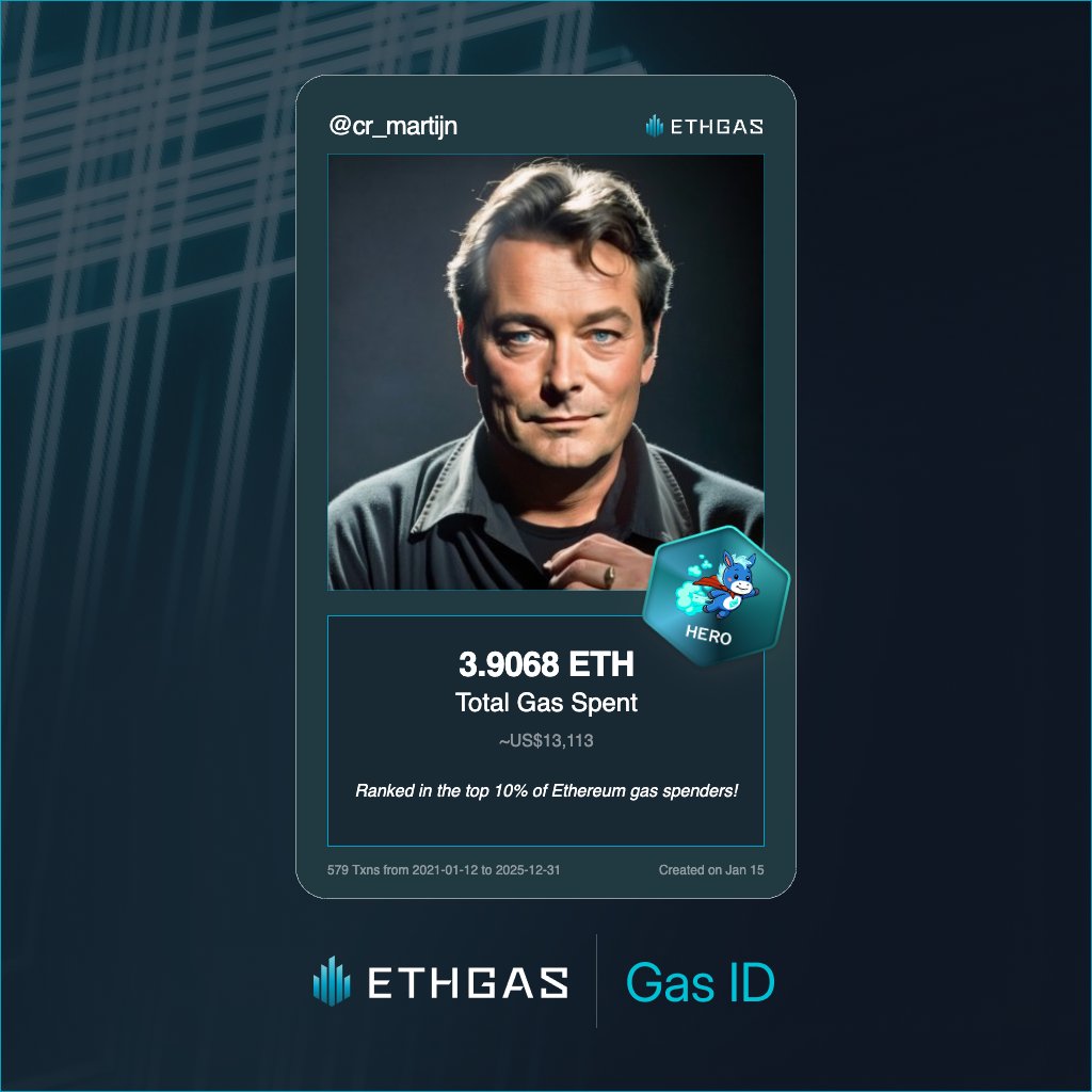 Leveled up in the Great Gas Reckoning with ETHGas! 💪

Hero Jack status: 3.9068 ETH gas spent, 2500 Beans earned—supporting the Gasless Future!

Claim your Gas ID at ethgas.com/community/gas-…