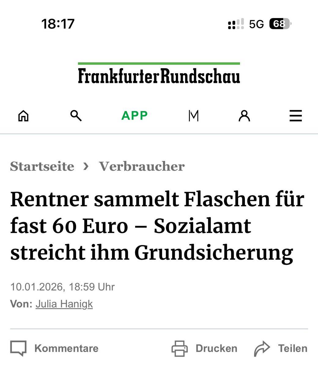 pwegner_success's tweet image. Ein krimineller (!) ausreisepflichtiger (!) reist seit 17 Jahren nicht aus &amp;amp; erhält 87.600 EUR netto pro Jahr!

Ein Rentner (!) sammelt Pfandflaschen für 60 EUR - das Amt streicht die Grundsicherung.

Stellst du das IRGENDWIE in Frage, bist du Nazi und wirst vernichtet.

🇩🇪 2026