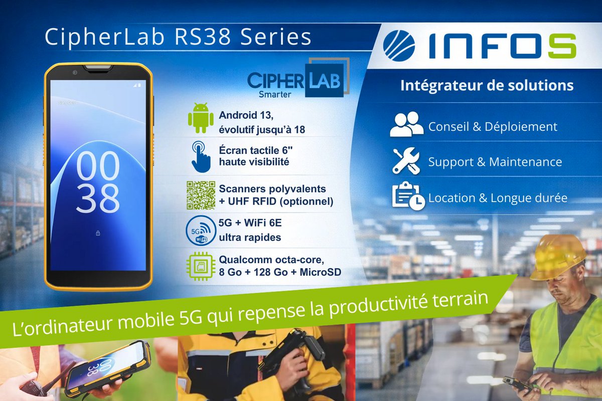 Infos_France's tweet photo. CipherLab RS38 : l’ordinateur mobile 5G qui repense la productivité terrain

En savoir plus: https://t.co/KpGrgiC1LW

#Innovation #CipherLab #RS38 #Mobilité #Productivité #Technologie #INFOSFrance #Transport #Retail #Logistique #Industrie #Android #Santé #Innovation #Distribution https://t.co/0ffY9akjAI