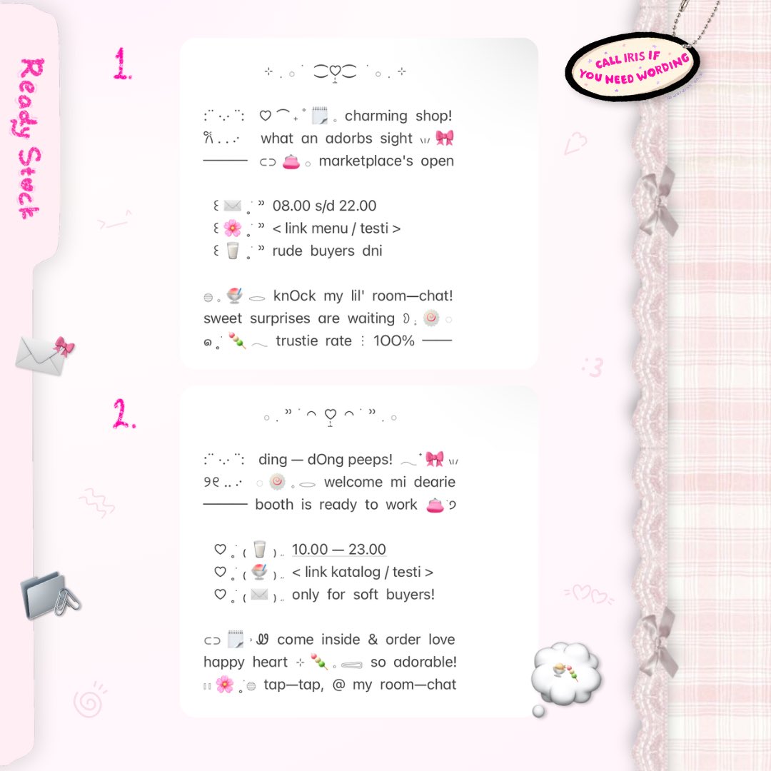 wordinh's tweet image. ⠀
🍥🎀  ..  kindly tap repost, tysm!  &amp;lt;3

beep — beep, lovelings!  ♡%  limited stock  ..  [ BIO WABIS WORDING ]  🌸  yuk jajan, hanya 6.000 / each  🍧  grab now before sold out  ..  🥛🍡  payment available via qris sweetlings!  &amp;gt;____^

tags  :  #zonaba #zonauang rs ready stock