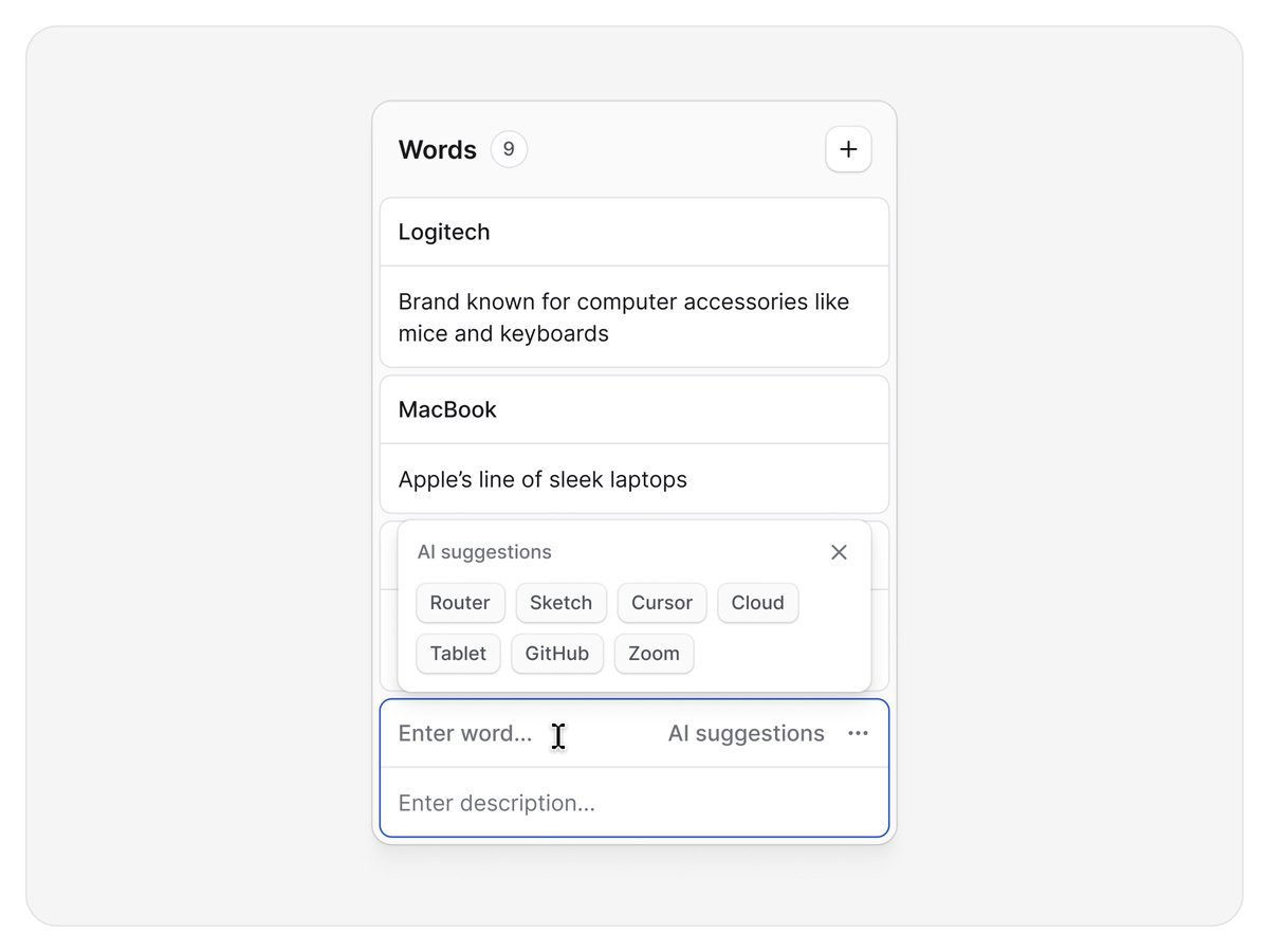stahusta's tweet photo. Crossword Side Panel 🛠️

Words management panel for an AI crossword generator app. https://t.co/ANjfGuUqfZ