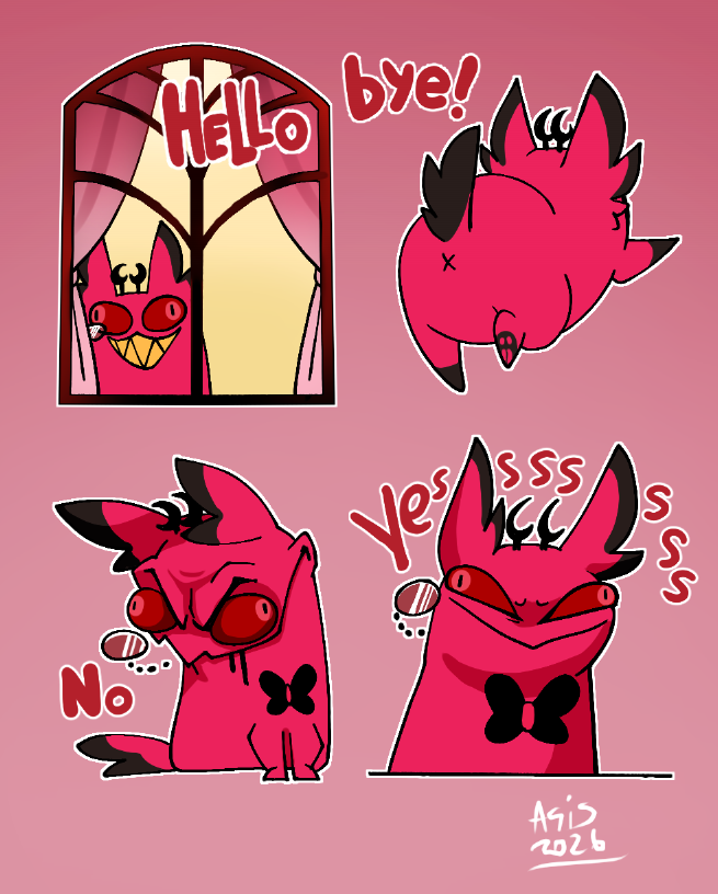 #HazbinHotel #CursedCatAlastor 
Announcement! The cursed sticker pack has begun