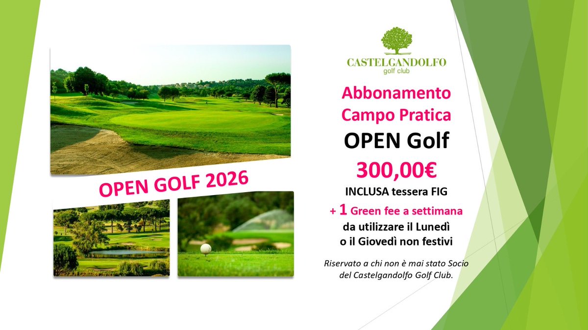Castelgolf's tweet image. ‼️ ABBONAMENTO OPEN GOLF 2026 ⛳️ 
👉Cerchi una formula d’abbonamento semplice, pratica e flessibile? Hai appena iniziato a giocare a golf? Il nostro abbonamento fa per te!
🏌️‍♂️Accesso al campo pratica illimitato e un green fee settimanale, Lunedì o Giovedì non festivo e FIG 2026 🇮🇹