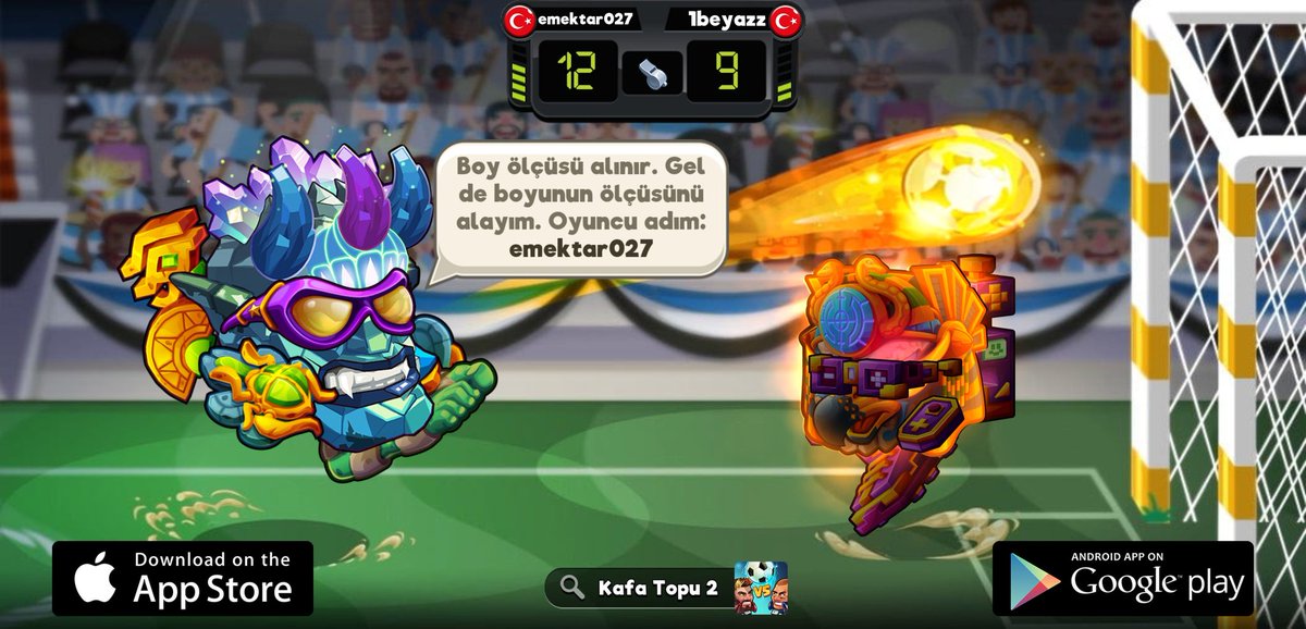 Kafa Topu 2'de rakip arıyorum. Oyuncu adım 'emektar027'. Gelin maç yapalım! İndirmek için > headball2.onelink.me/rrfw/f1g6u3nq #kafatopu2 <a href="/HB2Official/">Head Ball 2</a>