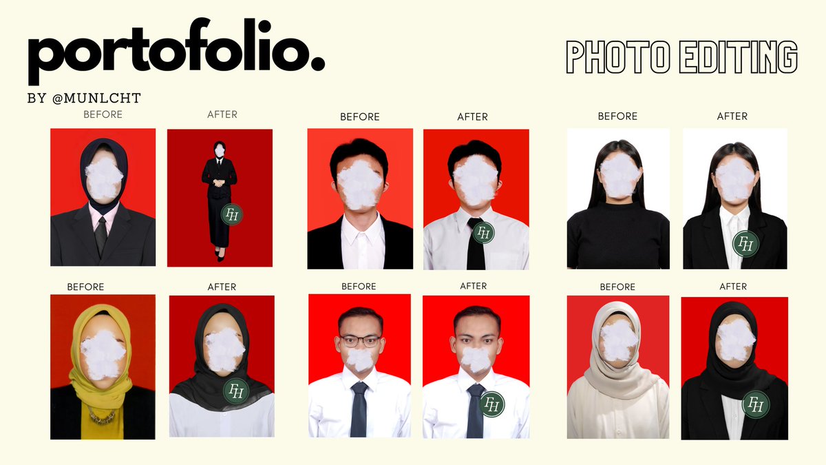 munbite's tweet image. JASA EDIT FOTO [@munlcht ]
wa.me/6281246524352
Melayani:
- edit pasfoto 
- foto snpmb 
- full body / foto linkedin
- ubah pakaian
- ganti/ubah warna hijab, baju, objek
- hapus objek
- tambah orang
- manipulasi
- retouch wajah
dll #zonauang️