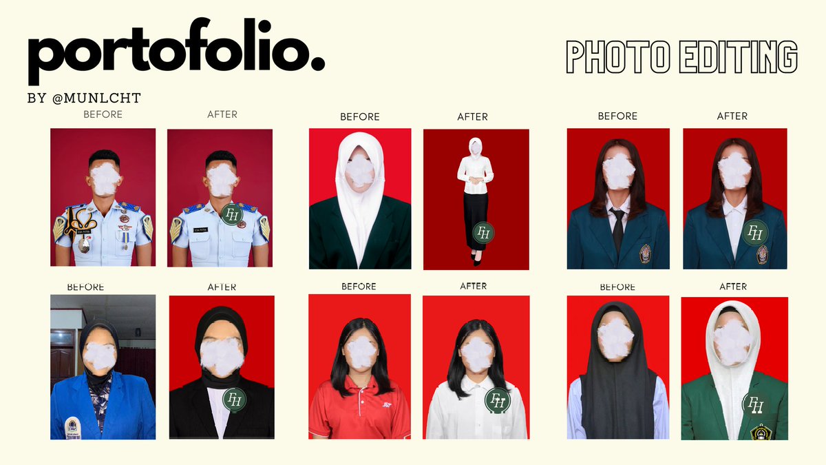 munbite's tweet image. JASA EDIT FOTO [@munlcht ]
wa.me/6281246524352
Melayani:
- edit pasfoto 
- foto snpmb 
- full body / foto linkedin
- ubah pakaian
- ganti/ubah warna hijab, baju, objek
- hapus objek
- tambah orang
- manipulasi
- retouch wajah
dll #zonauang️