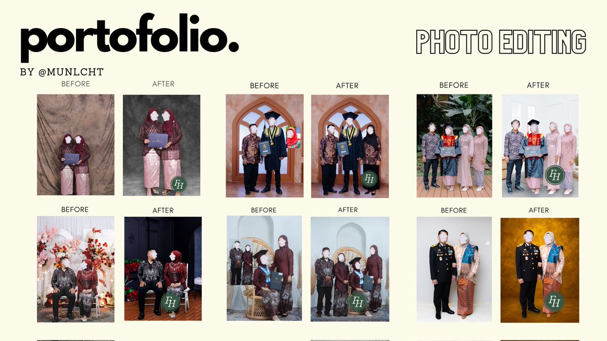 munbite's tweet image. JASA EDIT FOTO [@munlcht ]
wa.me/6281246524352
Melayani:
- edit pasfoto 
- foto snpmb 
- full body / foto linkedin
- ubah pakaian
- ganti/ubah warna hijab, baju, objek
- hapus objek
- tambah orang
- manipulasi
- retouch wajah
dll #zonauang️