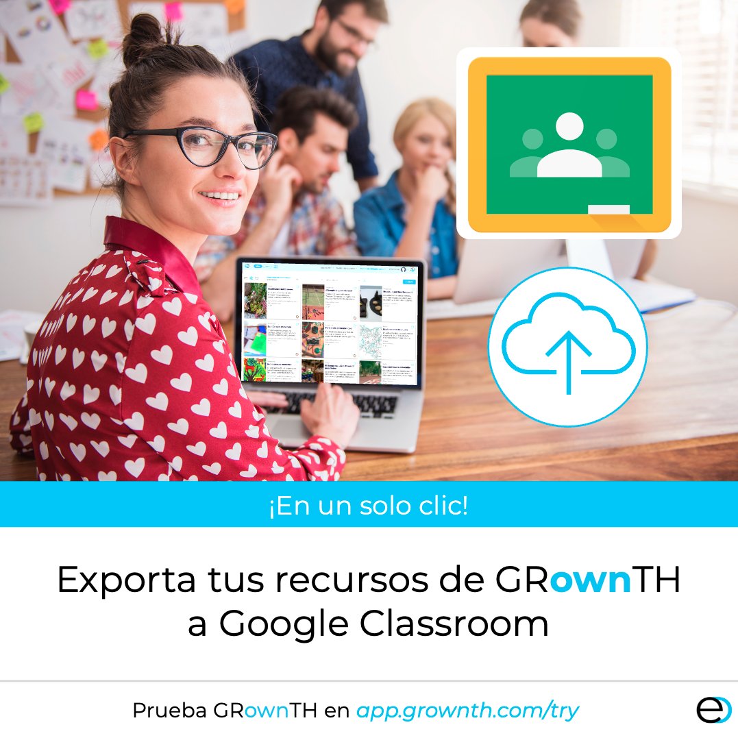 👋 ¡Hola, profes!

¡Buenas noticias! 🎉
Ya estamos activando la opción para exportar vuestros recursos a Google Classroom 🚀📚
👀 Lo iremos habilitando poco a poco en cada centro.
📢 Os avisaremos desde GRownTH.

Gracias por estar ahí !💙✨

#docentes #innovacioneducativa