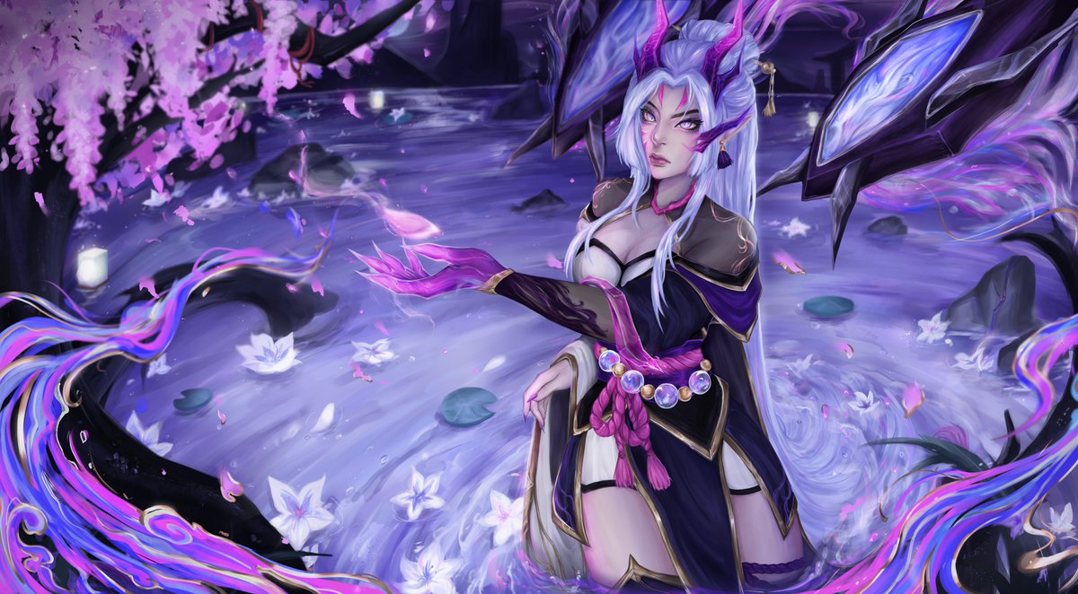 7yukei's tweet image. Kai'sa Spirit Blossom fan splash #BetweenRealmsArtist @SkinematicVerse