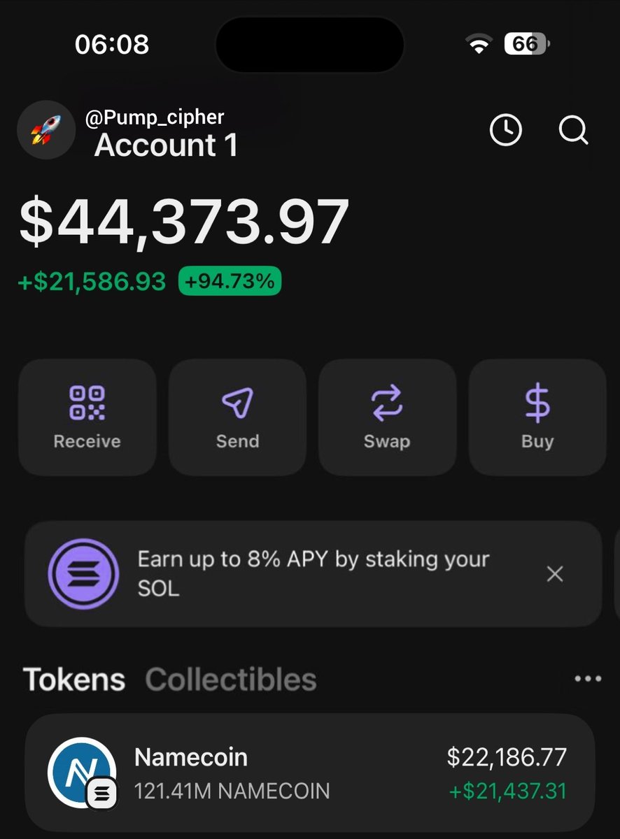 Pump_cipher's tweet photo. #NAMECOIN is making waves printing huge profits on my Alpha telegram group 🏆💰🚀🤝
If you’re in my tg group, your copy trade would have been on the same profit as I am
Ca: EYqur2HYSHkpzFpwTt8rD97JhFE7YL3LTa3Yue2hpump
#Solana https://t.co/T67ao9XvQs