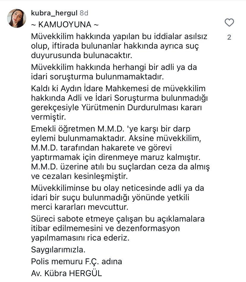 aydinhavadisler's tweet photo. Aydında görev yapan polis memuru ile ilgili bugün yapılan haber ile alakalı avukatından gelen açıklama
İlgili haber https://t.co/ZldKffsR1V
#aydın #polis #fehmi #mobbing https://t.co/VWbl9UTenH