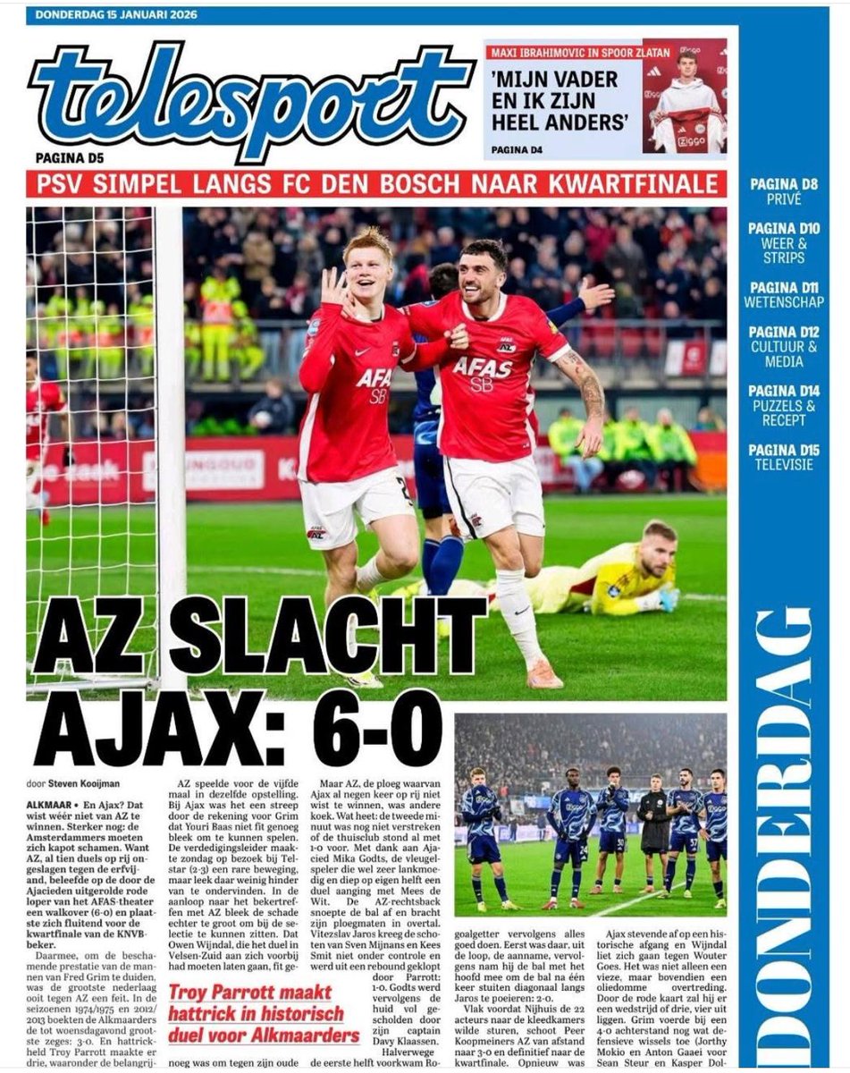 spoetnik1970's tweet photo. Deze editie van de @telegraaf is uitverkocht in #Alkmaar en omstreken. #AZ @BenSideLoyals @AZAlkmaar @AZFanpage #AZAjax #knvbbeker https://t.co/wgQgRYuQ6K