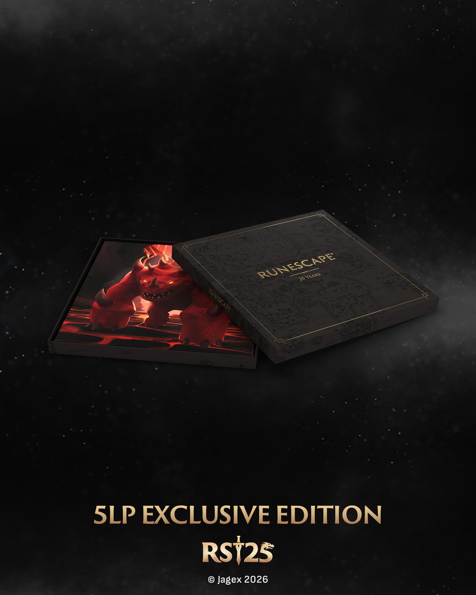 Laced_audio's tweet image. Gielinor, United by Music 🎵

RuneScape: 25 Years is a new 5LP box set tracing the game’s musical roots from iconic MIDI tracks to the rich productions of later years. 

The Laced-exclusive edition features:
• Gold galaxy effect discs
• 50 tracks across multiple eras
• Artwork…