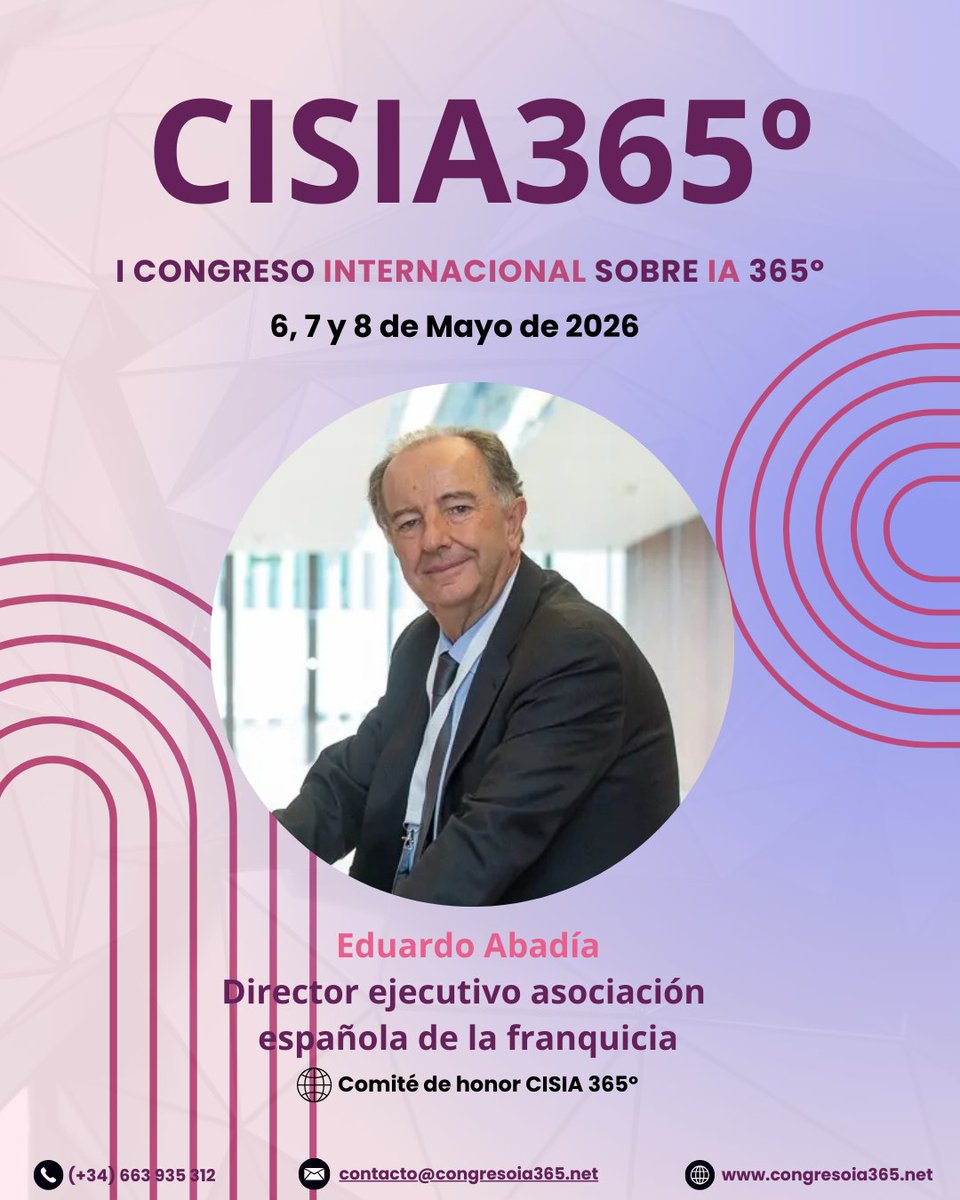 🌐 Comité de Honor | CISIA365°

👤Eduardo Abadía, Director Ejecutivo de la Asociación Española de la Franquicia, se suma al Comité de Honor del I CISIA365°.

🏫Su amplia trayectoria en el ámbito empresarial y asociativo otorga solidez institucional al congreso

#EcosistemaEmpresa