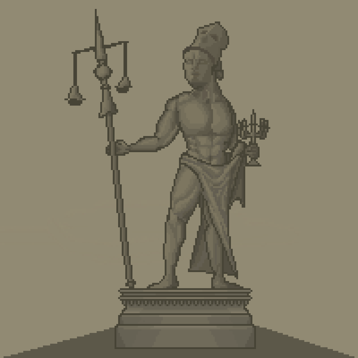 SrbProjected's tweet photo. "Return, Reborn, Renewed" 
New core interactive objects. 
This statue will be used in our game. As the final boss of the first floor, it will remain broken until the player defeats it. 
#gamedev #indiegame #pixelart https://t.co/zJQmmIK5On