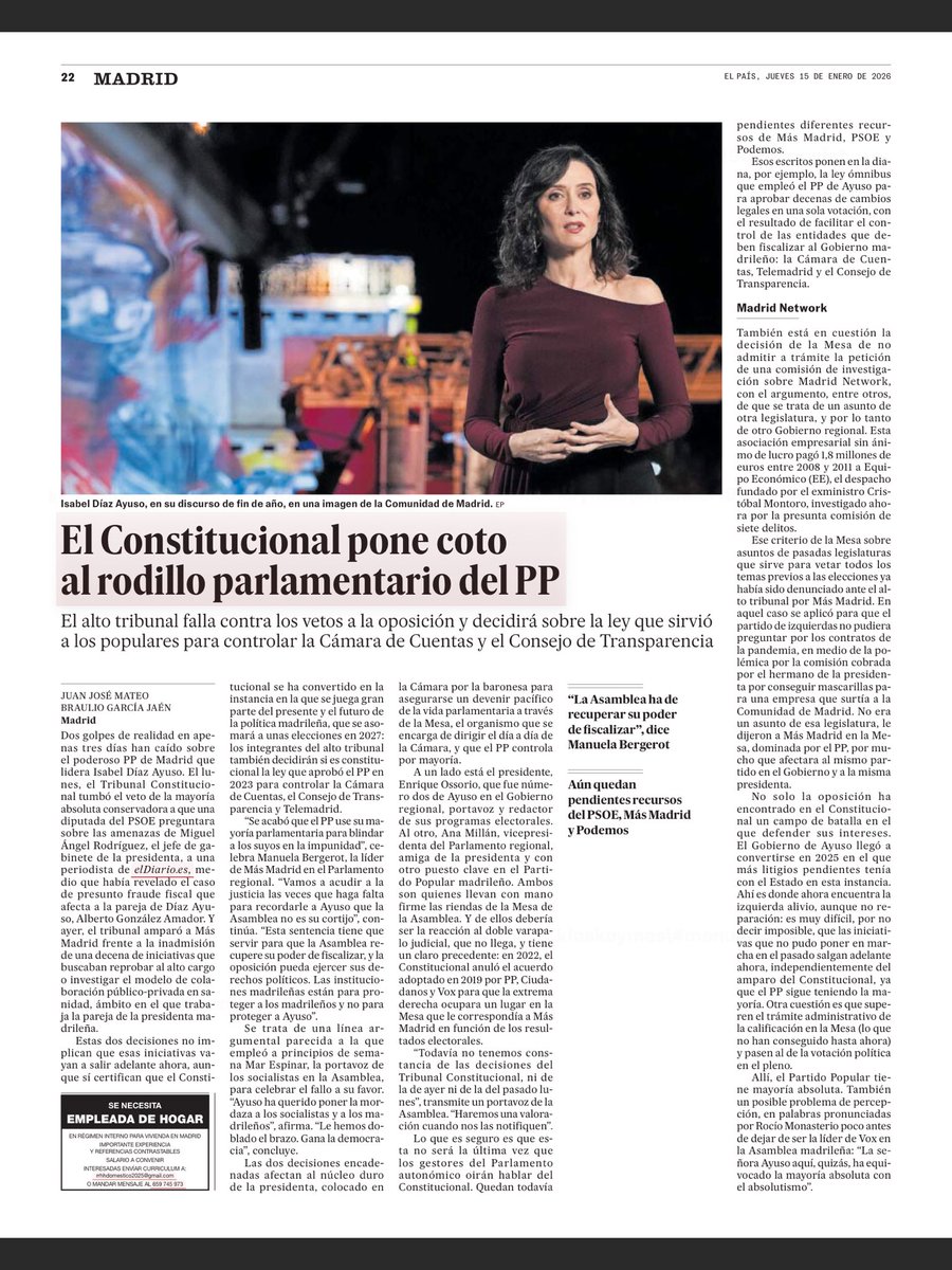 Pues parece que, por fin, la justicia va a poner fin a las prácticas dictatoriales de @idiazayuso