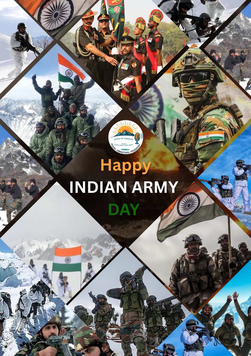 voiceofkinnaur's tweet photo. Bravery, sacrifice, and honour — today we celebrate our soldiers.
HAPPY INDIAN ARMY DAY
#ArmyDay #SaluteOurSoldiers #HeroesOfTheNation #BraveryAndSacrifice #ProudOfOurArmy #NationFirst #GuardiansOfFreedom https://t.co/XsB6X2FhvO