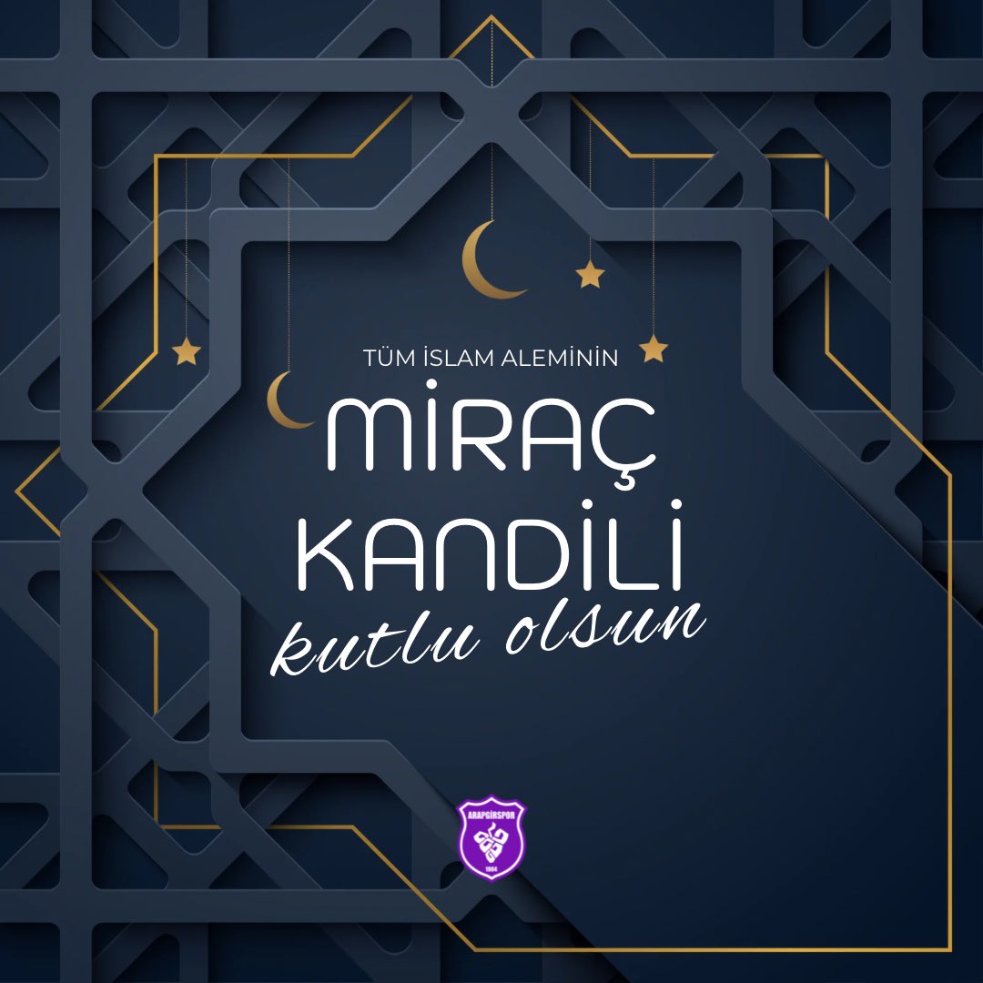 Miraç Kandili’nin; rahmet, mağfiret ve bereket getirmesini temenni ediyoruz.
Tüm İslam Âlemi’nin #MiraçKandili mübarek olsun.

#arapgirspor